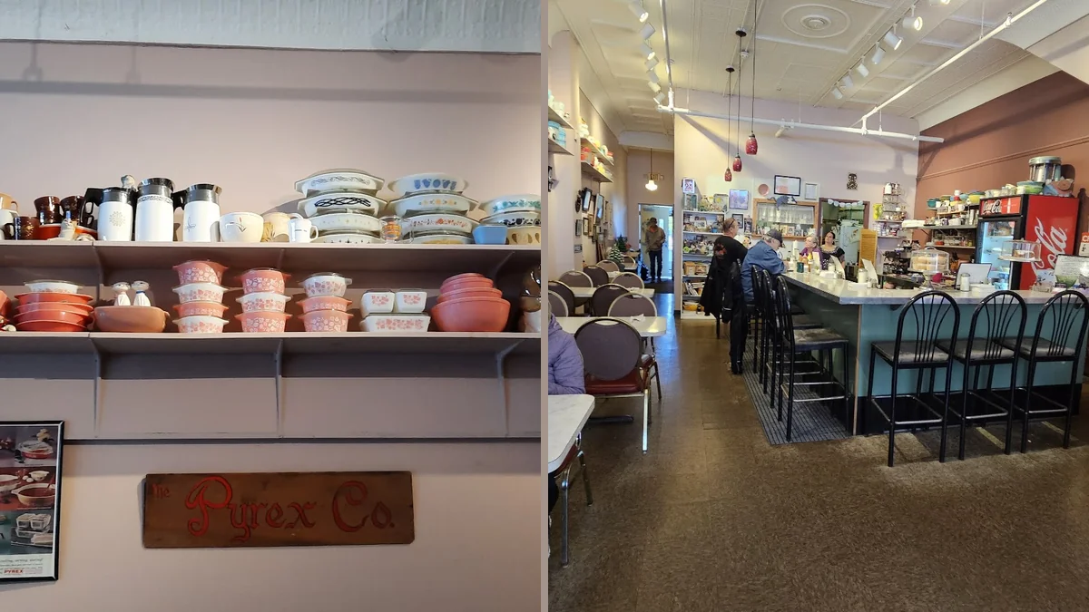 Casual restaurant interior with counter seating.